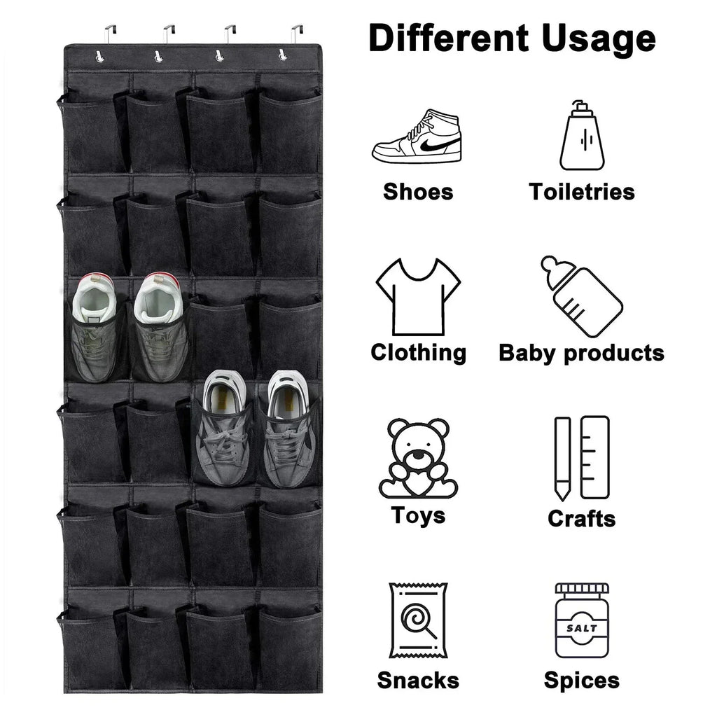 Over Door Shoe Rack 24 Large Mesh Pockets Hanging Organizer Closet