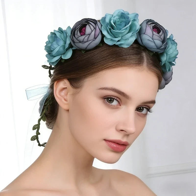 Simulation Flower Seaside Vacation Wreath Headband Women Hair