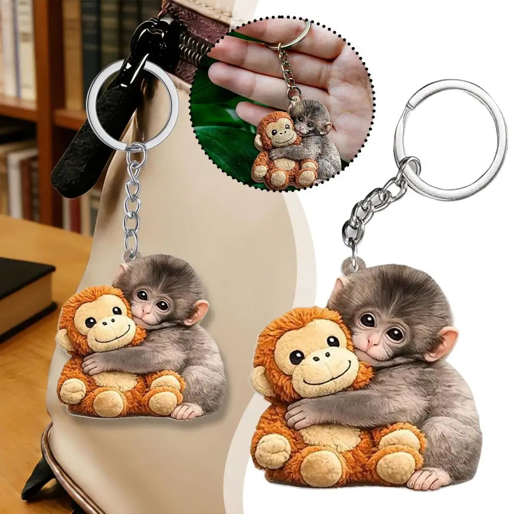 Punch Monkey Acrylic Keychain – Cute 2D Bag Charm Gift