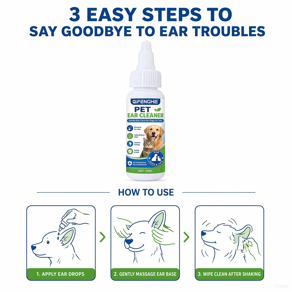 Pet Ear Cleaning Solution 30ml | Dogs & Cats Daily Ear Care