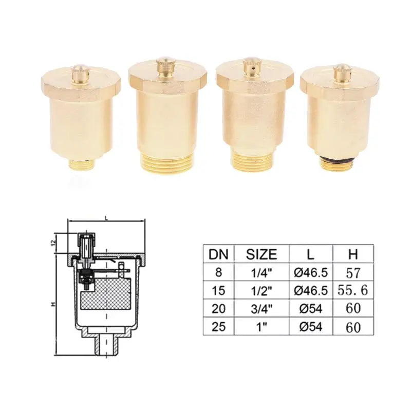 Brass Automatic Air Vent Valve DN10–DN25 for Radiators