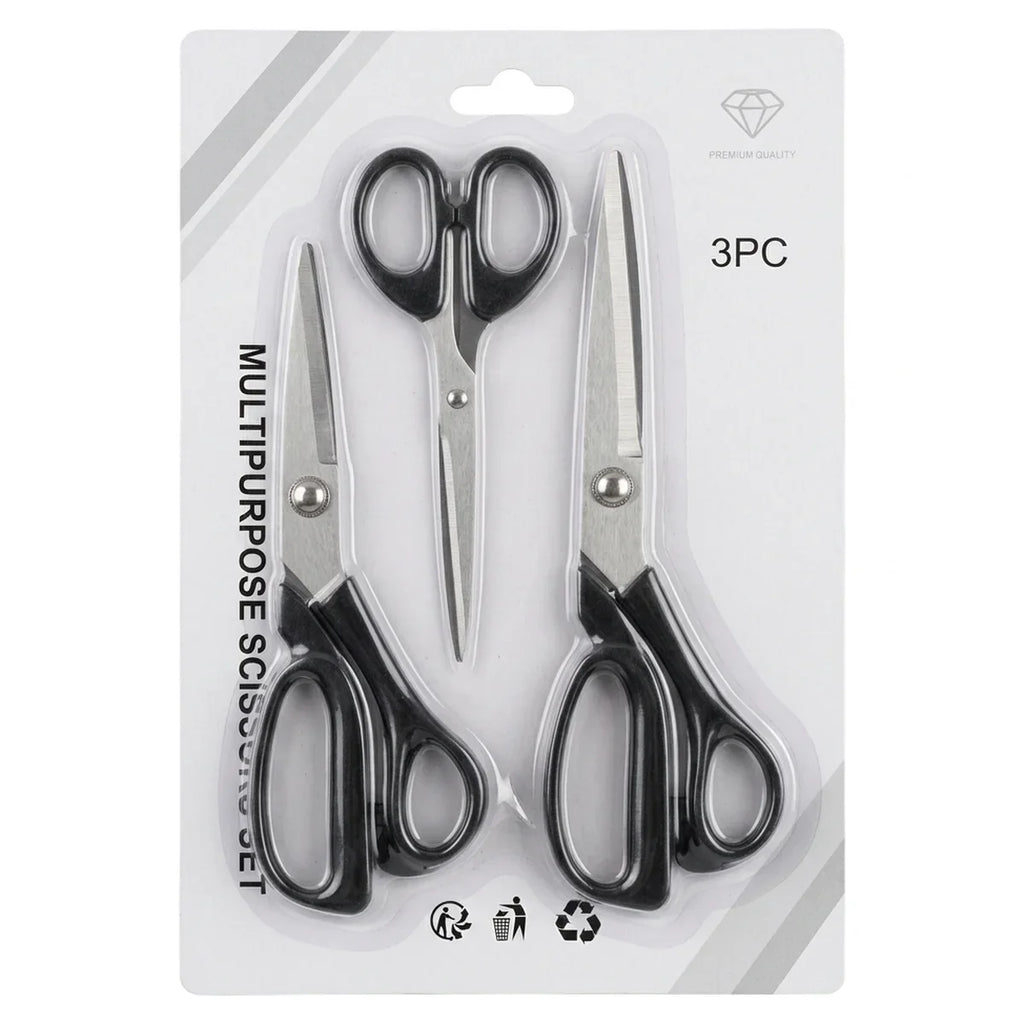 3-Piece Stainless Steel Scissors Set – Sewing, Office & Craft