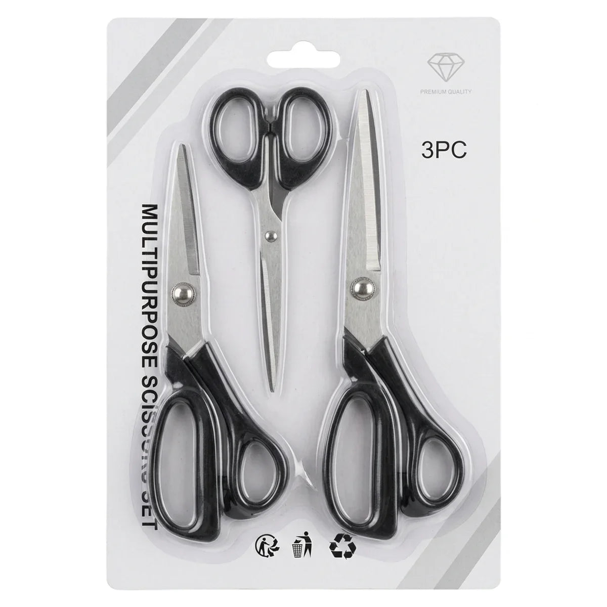 3-Piece Stainless Steel Scissors Set – Sewing, Office & Craft