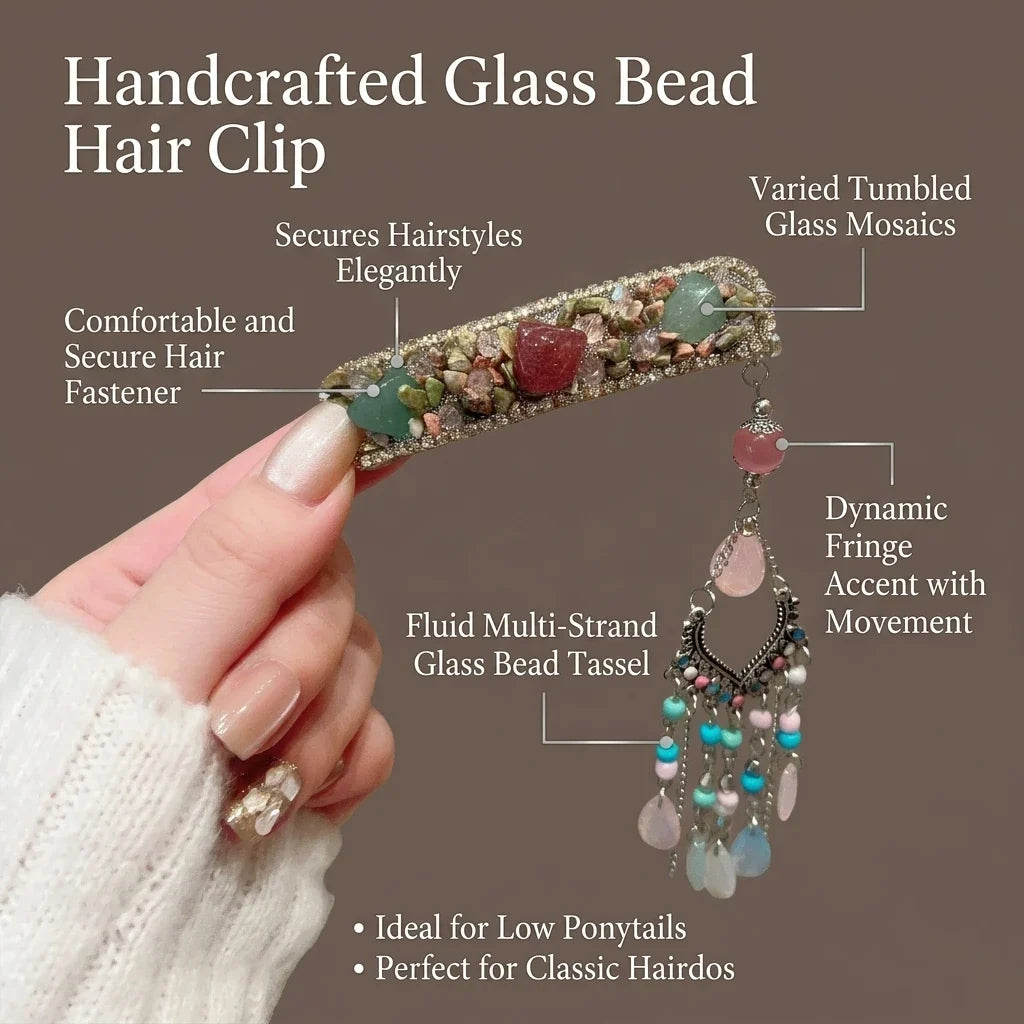 Chinese Beaded Fringe Hair Clip | Wedding & Daily Barrette