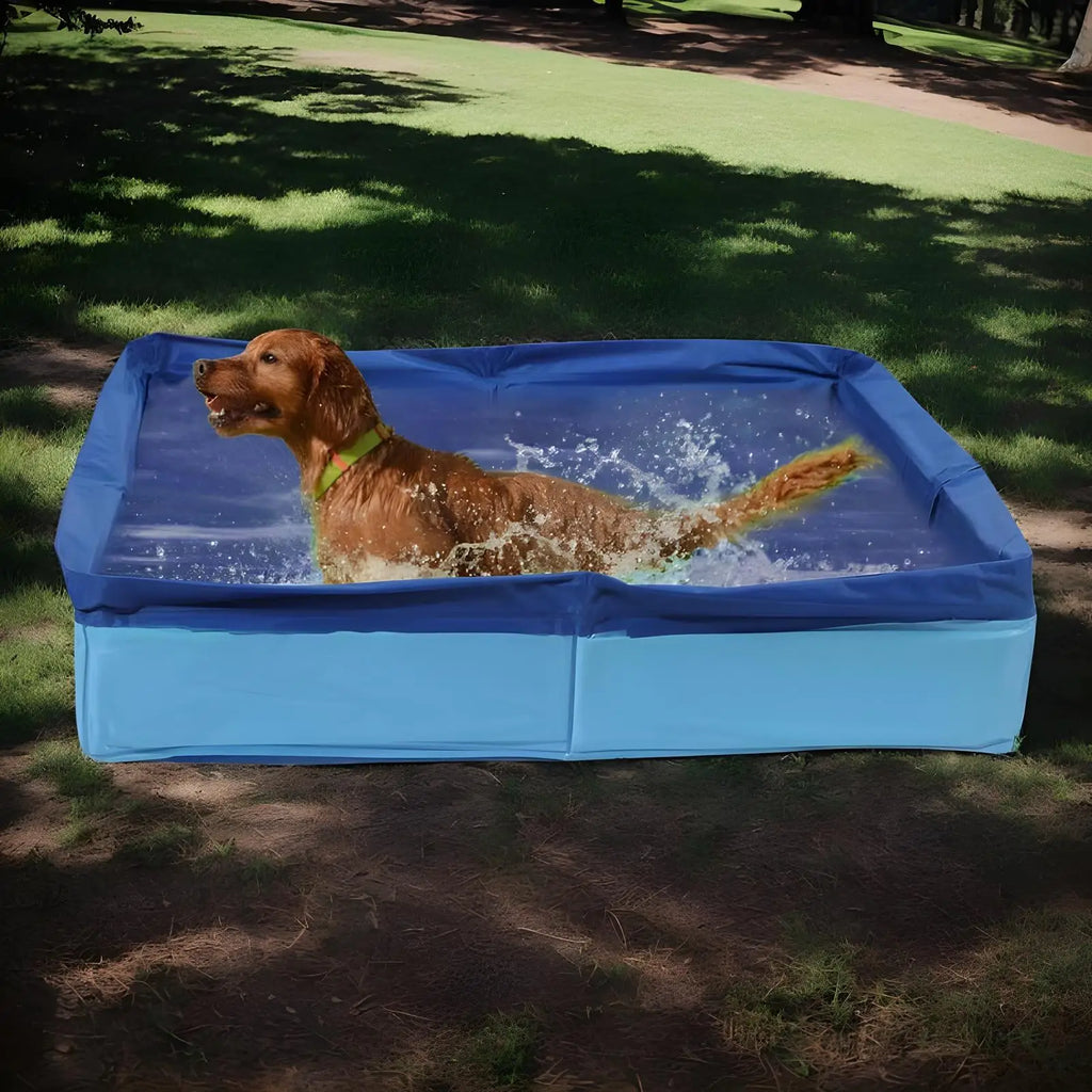 Foldable PVC Dog Bath Tub – Anti-Slip Square Pet Pool