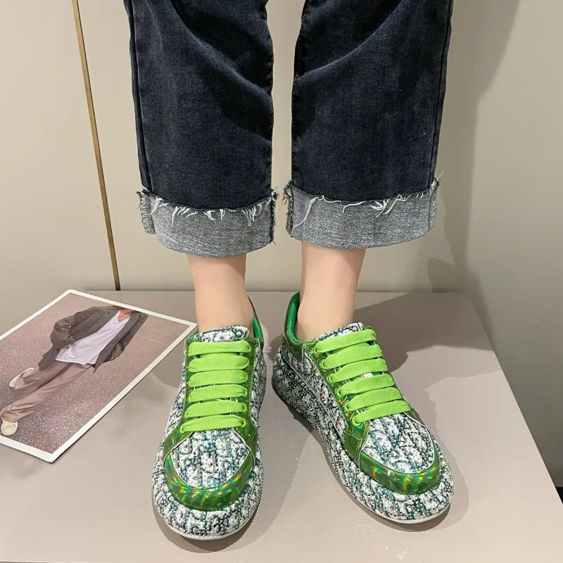 Women's Rhinestone Handmade Diamond Thick Sole Fashion Sneakers