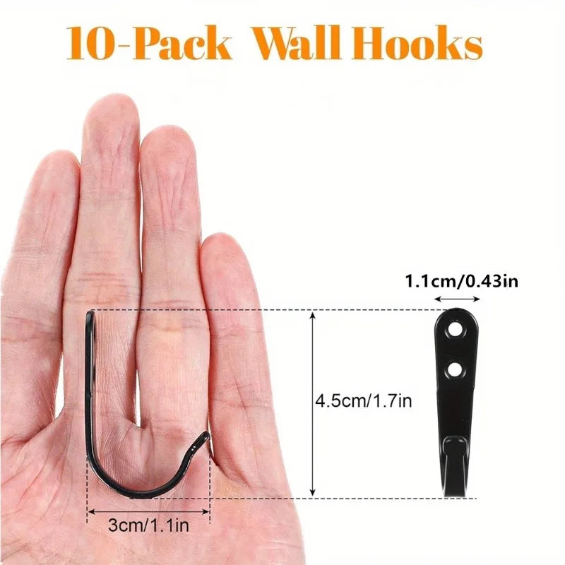 5 10 Sets Heavy Duty Iron Hooks Screws Anti-rust Wall Mounted Hanger