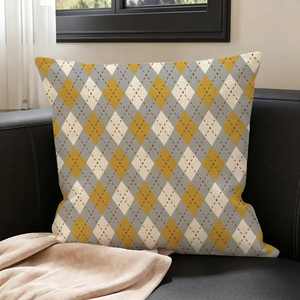 Natural Linen Cushion Cover – Printed Pillow Case Sofa & Bed