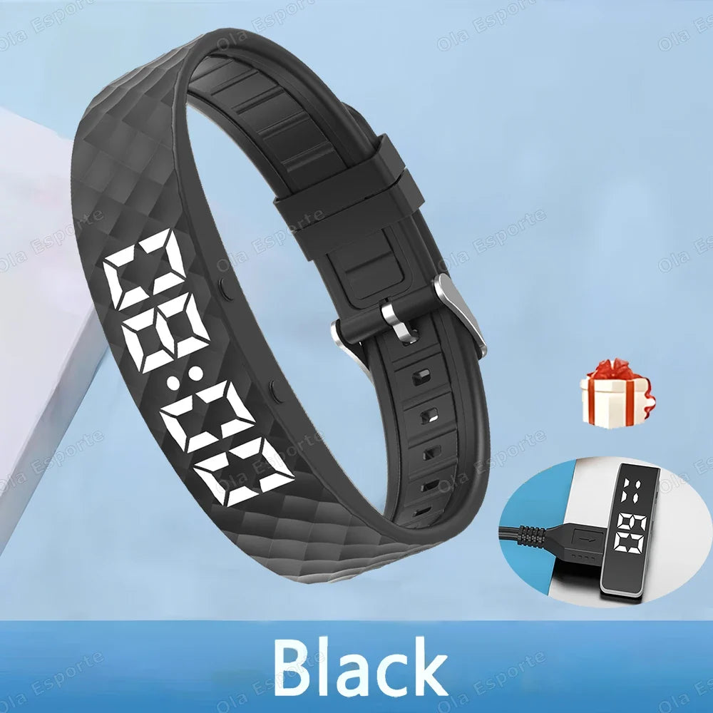 LED Digital Alarm Clock Watch Adjustable Snooze-proof Bracelet