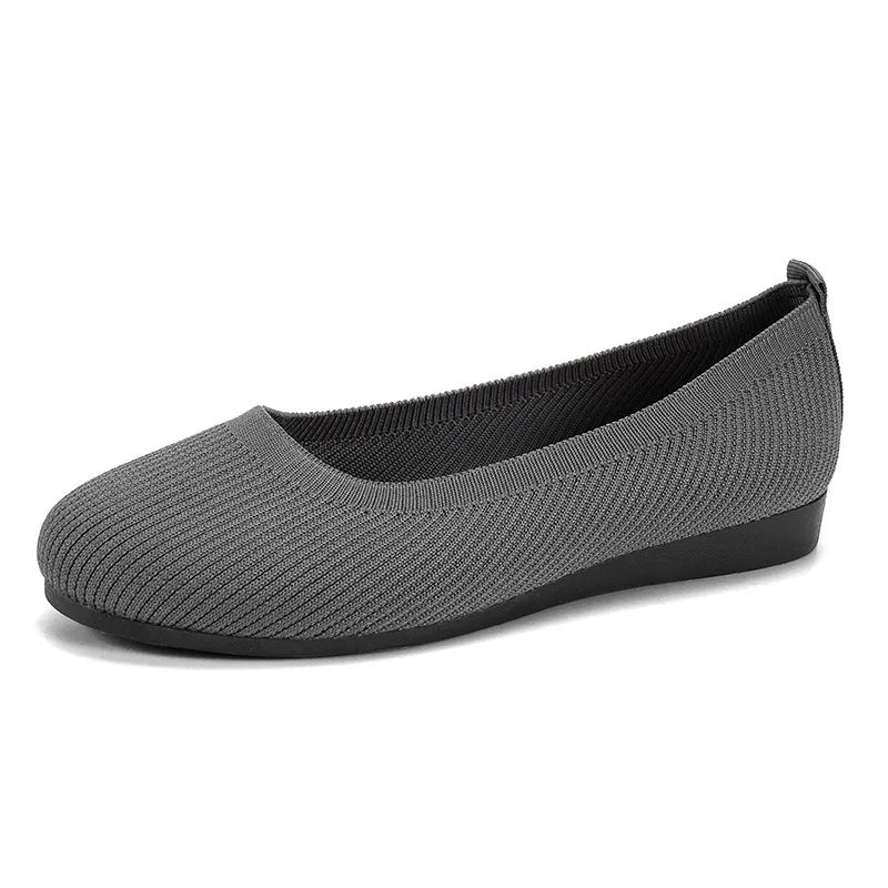 Women's Breathable Knit Slip-On Flats – Lightweight Casual Shoes