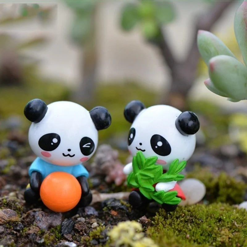 4-Pack Mini Panda Figurines – Fairy Garden & Terrarium Décor