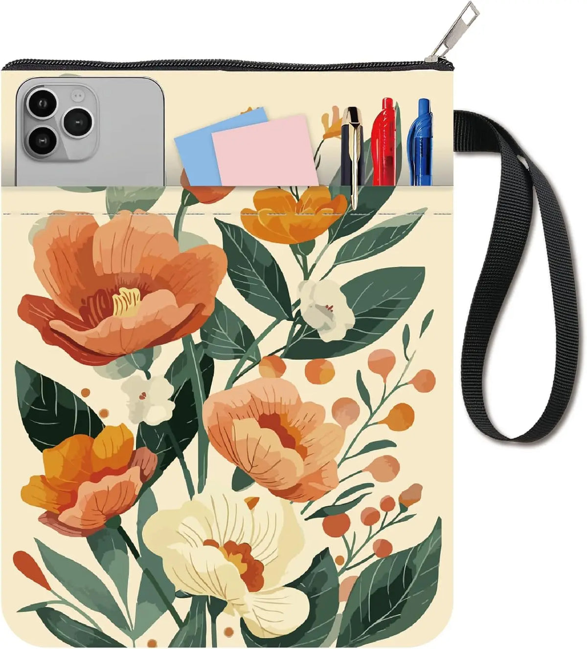 Vintage Floral Book Sleeve – Washable Fabric Cover & Zipper