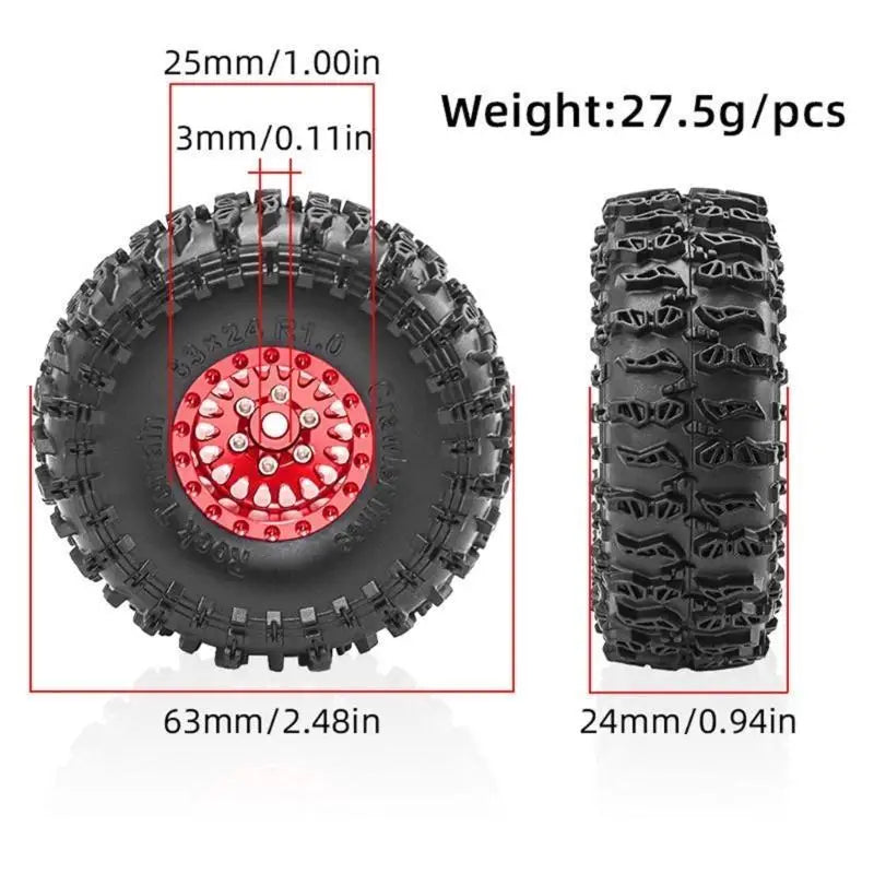 RC Crawler Rubber Wheel Tires 4PCS | 1/18 TRX4M & 1/24 SCX24