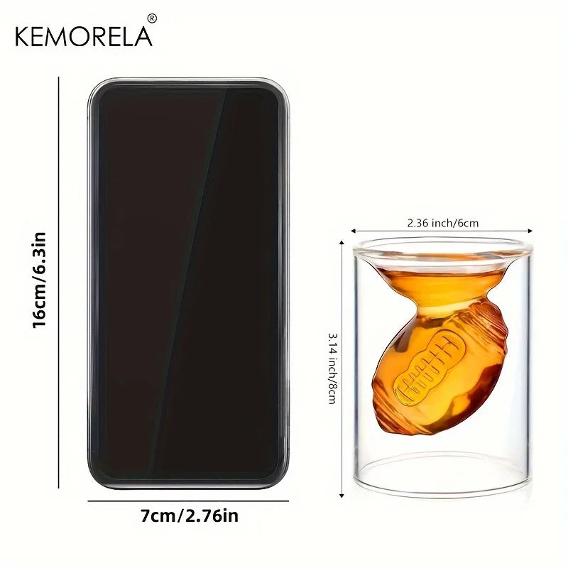 KEMORELA 3D Football Shot Glass – Reversible Whiskey Cup Gift