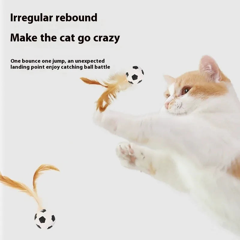 Popular Chicken Feather Rubber Elastic Ball Throwing Cat Toy
