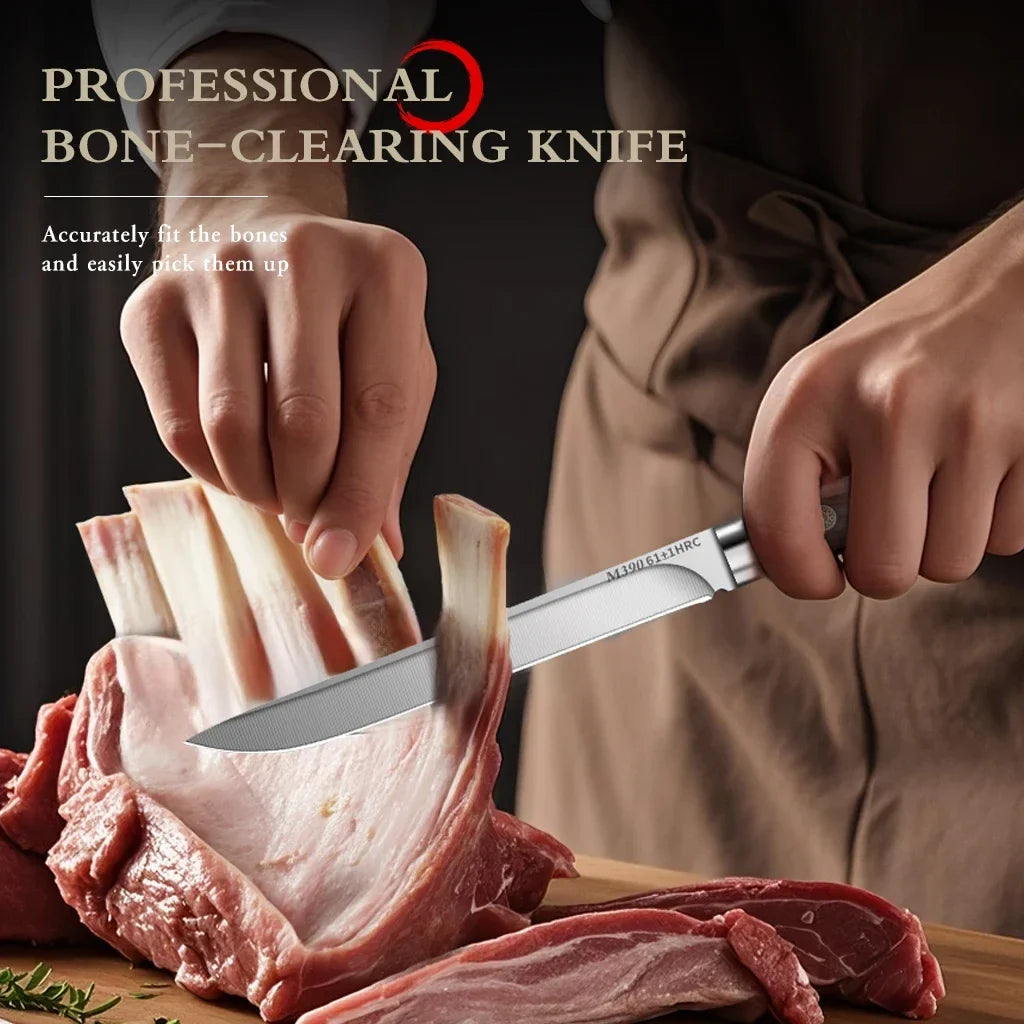 M390 Stainless Steel Boning Knife with Wood Sheath | BBQ