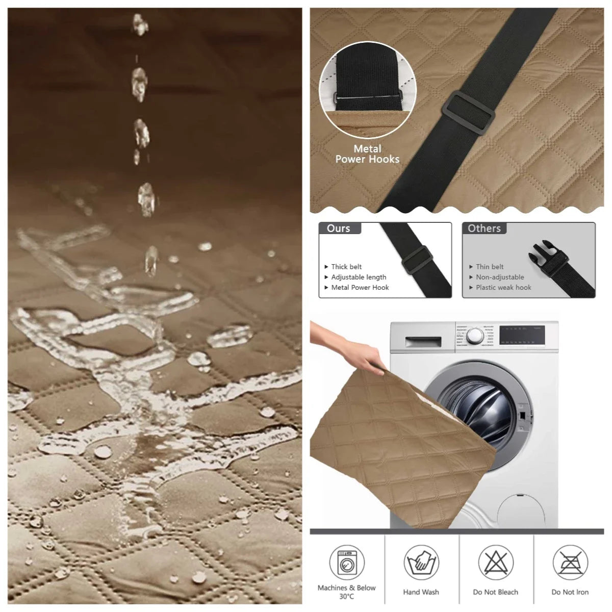 Waterproof Non-Slip Sofa Cover with Elastic Straps | Pet Protector