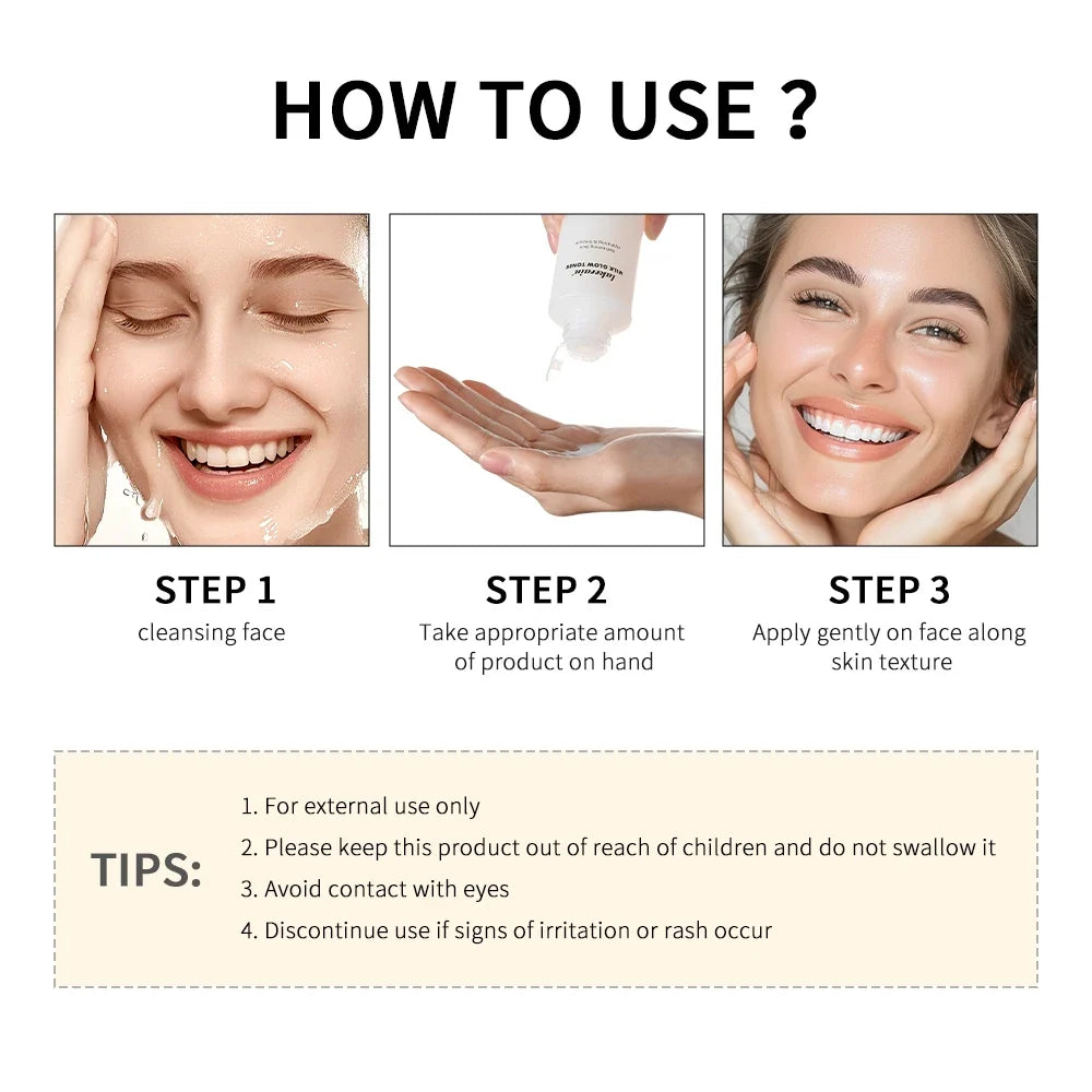 Milk Glow Toner Brightening Skin Powerfully Moisturizes Relieve Dry