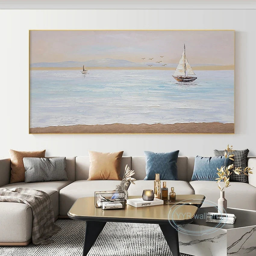 Abstract Seascape Hand-Painted Canvas Oil Painting Wall Art
