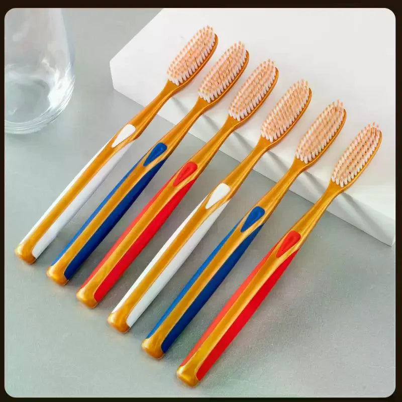 6-Pack Large Head Soft Bristle Toothbrush – Anti-Slip Wide Handle