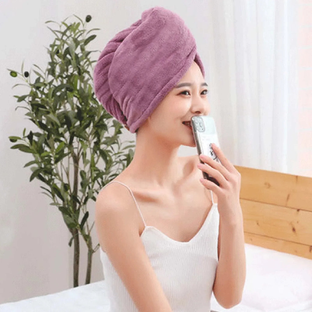Coral Fleece Hair Towel Cap – Soft Quick Dry Bath Wrap