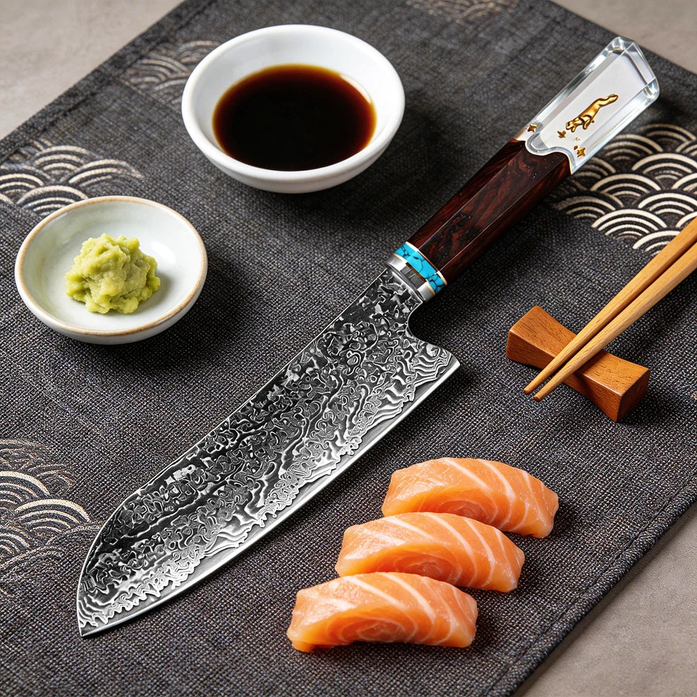XITUO 8-Pc Damascus Steel Chef Knife Set | Resin Handle