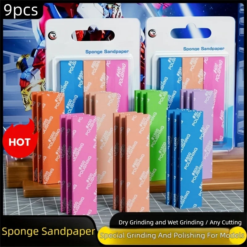 9-Piece Wet Dry Silicon Carbide Sandpaper Sponge Heavy Duty 400 2000
