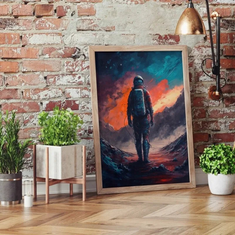 Astronaut Canvas Wall Art | Modern Sci-Fi Space Poster Print
