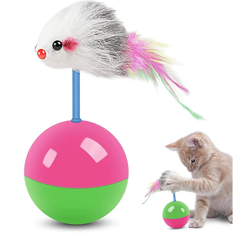 Tumbler Mouse Roly Poly Cat Toy – Feather Interactive Pet Toy