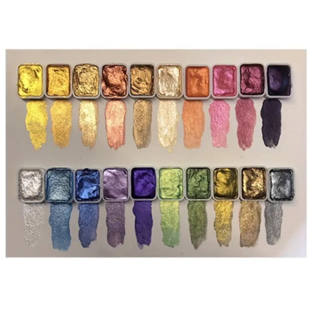20-Color Pearl Metallic Watercolor Paint Set – Portable Case