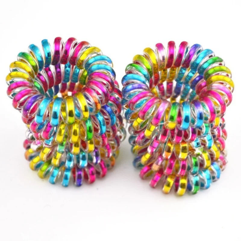 10-Pack Telephone Wire Elastic Hair Bands & Scrunchies 3.5cm