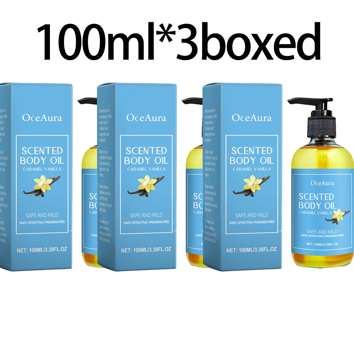 OceAura Caramel Vanilla Body Massage Oil | Moisturizing & Relaxing