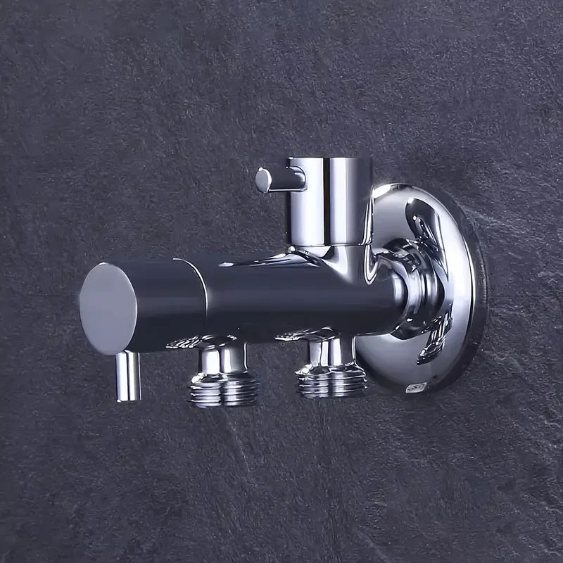 Dual Outlet Chrome Angle Valve G1/2 | Washing Machine Valve
