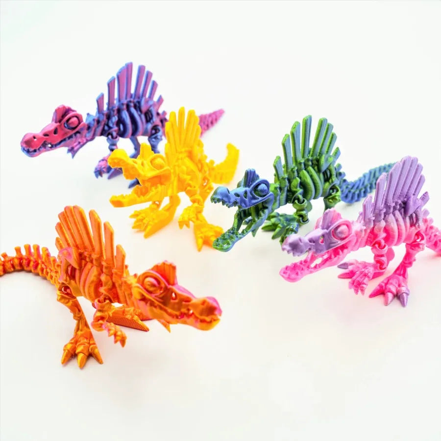 3D Printed Dinosaur Movable Echinosaurus Figurine Dragons Bone Model