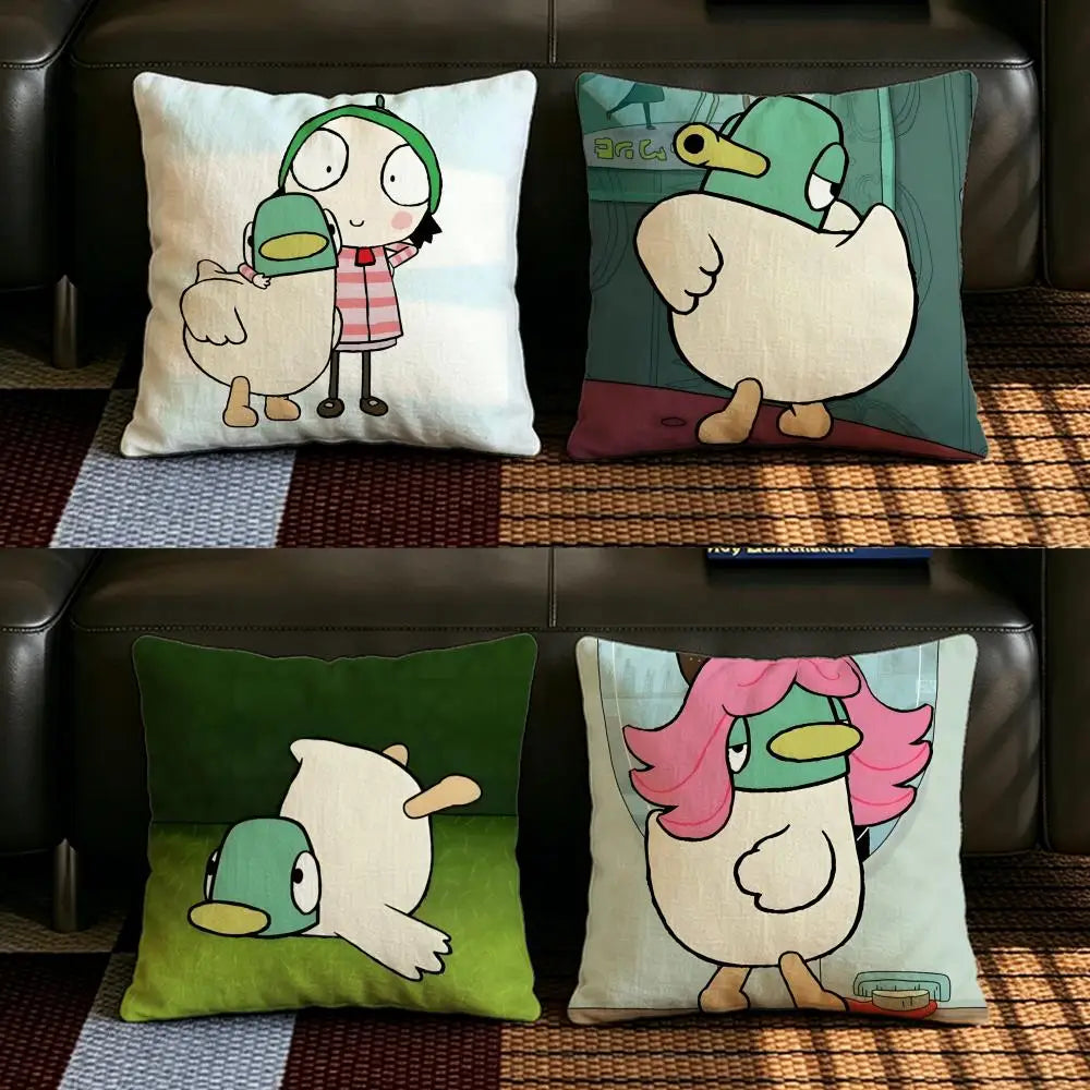 Cartoon Duck Linen Cushion Cover – Sofa, Bed & Chair Decor