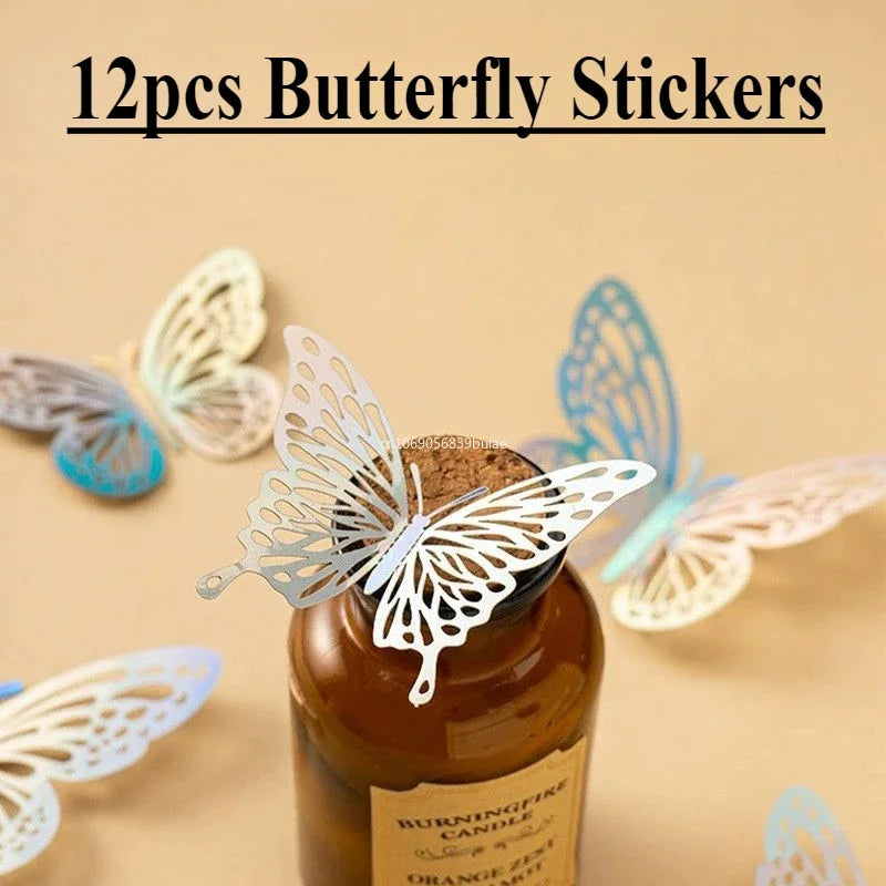 12pcs 3D Laser Butterfly Wall Stickers – Party & Room Décor