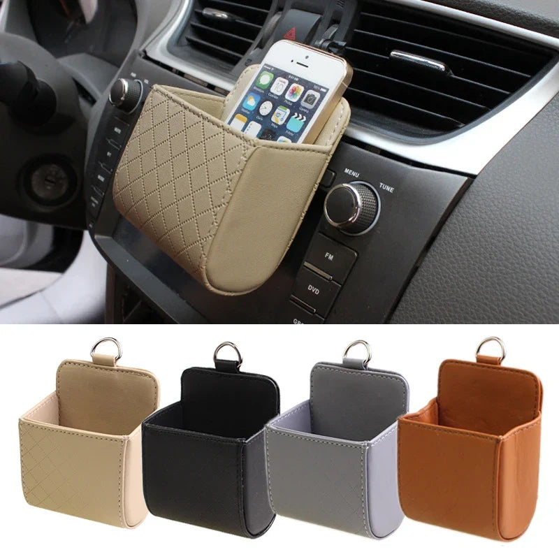 Car Air Vent Storage Bag – PU Leather Organizer Pocket