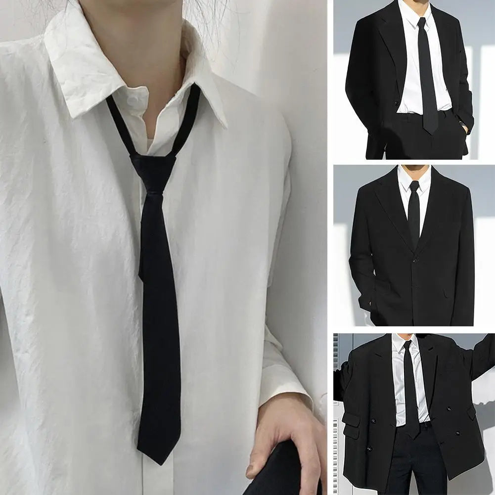 Unisex Black Clip-On Tie | Matte Polyester Necktie Men & Women