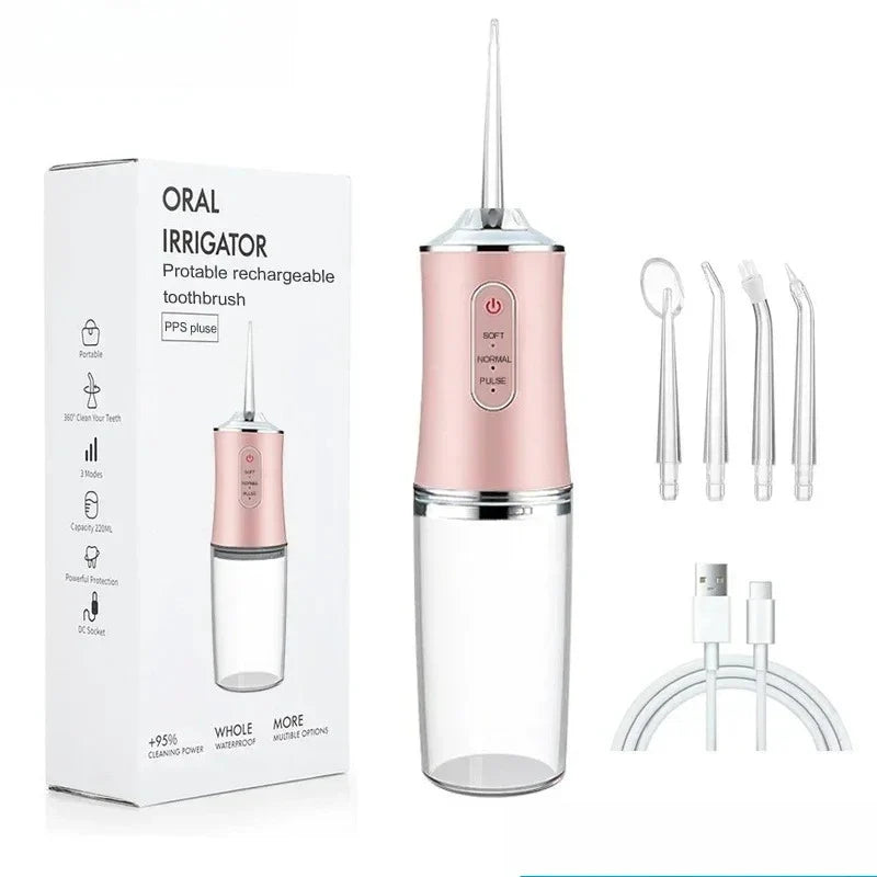 Cordless Water Flosser | 3 Modes, IPX7, 4 Nozzles, USB Charge