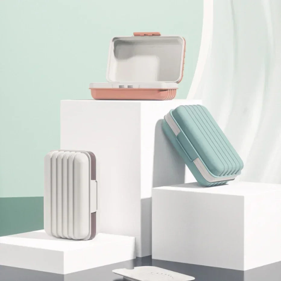 Plastic Soap Dish with Lid | Travel & Home Soap Box 2/3 Pack