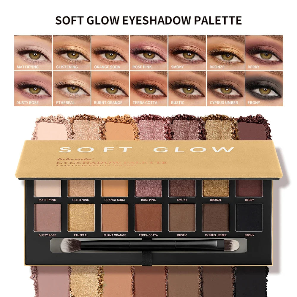 14-Color Eyeshadow Palette – Matte, Shimmer & Glitter | Lakerain