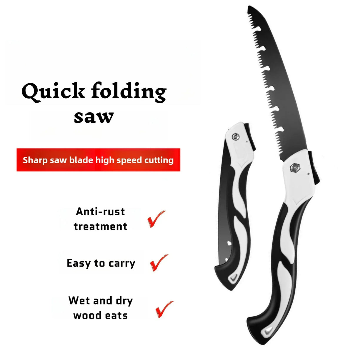 Folding Pruning Saw – PTFE Coated Manual Garden Branch Saw
