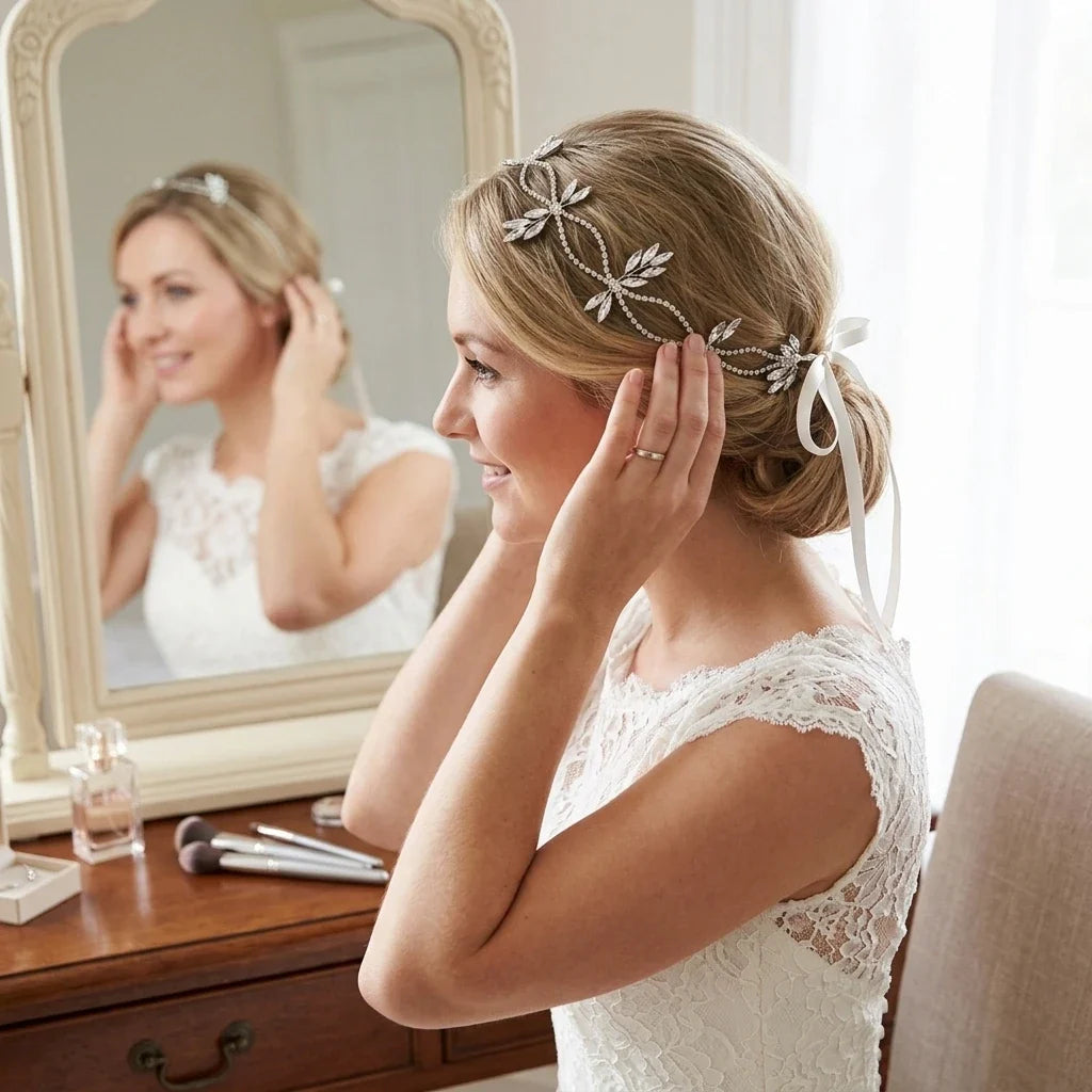 Bridal Rhinestone Hair Band – Elegant White Wedding Headpiece