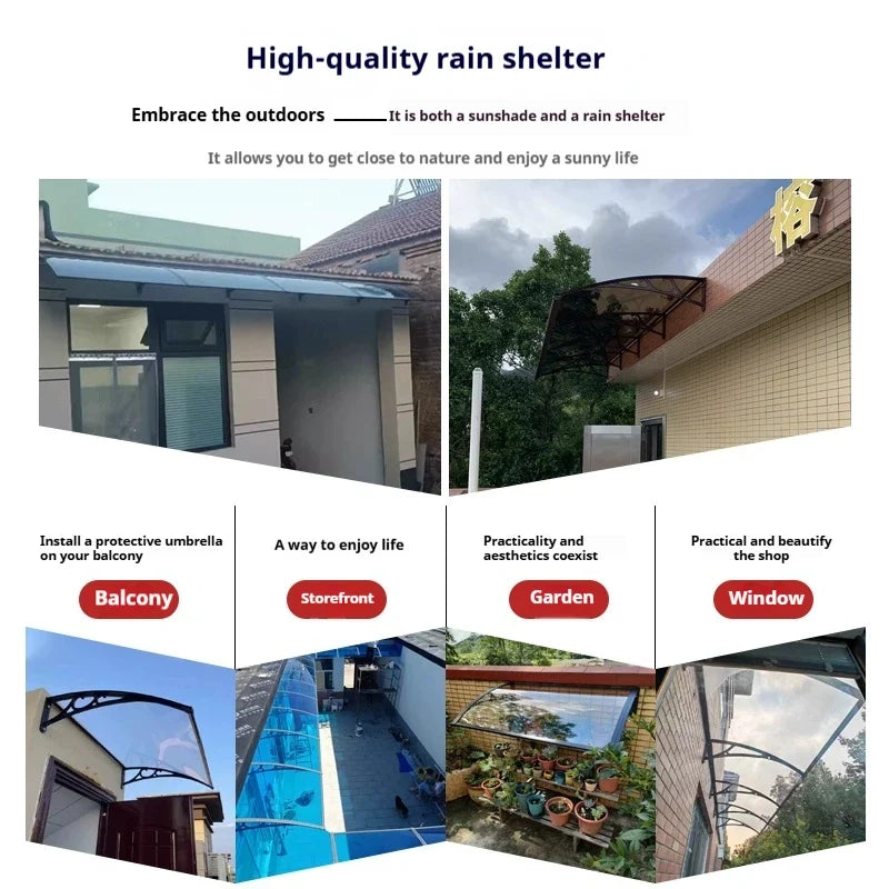 Arched Polycarbonate Door Awning – Wall Mounted Rain Canopy