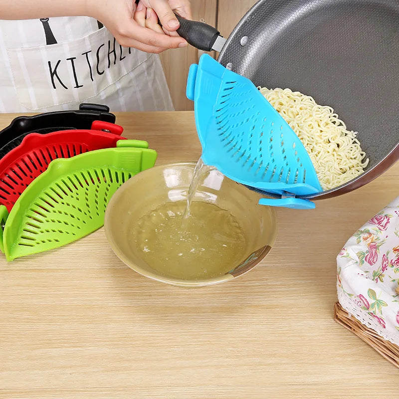 Kitchen Strainer Clip Silicone Colander Fits All Pots Bowls Pasta Pot
