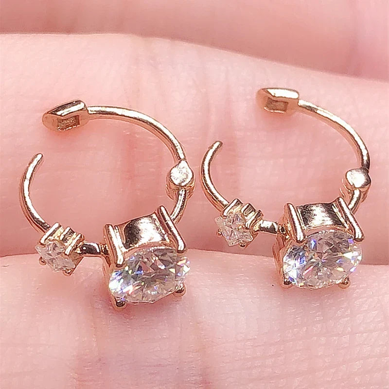 Huitan Rose Gold Hoop Earrings with Cubic Zirconia | Women