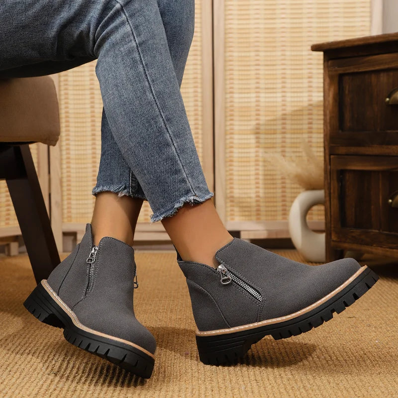 UXST Women's Platform Ankle Boots | Plus Size Thick Sole Zip