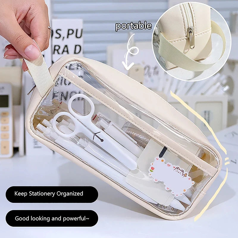 Transparent Large Capacity Pencil Case – Waterproof PVC Pouch