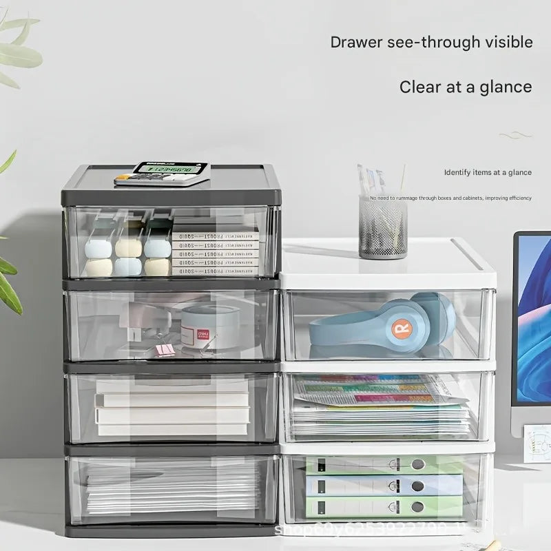 Transparent Plastic Cosmetic Storage Box Drawer Makeup Organizer