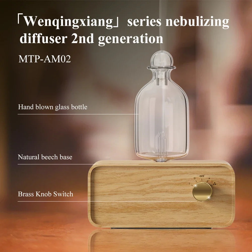 HOMEFISH Waterless Essential Oil Diffuser | Wood & Glass Scent Machine